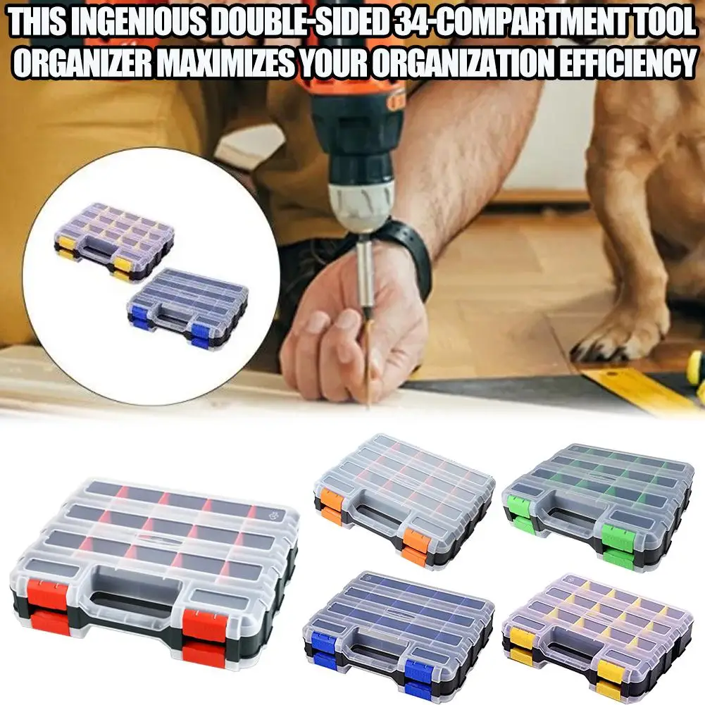 34 Grids Double-Sided Tool Organizer Box with Removable Dividers, Plastic Compartment Case for Small Parts, Hardware Storage
34 Grids Double-Sided Tool Organizer Box with Removable Dividers, Plastic Compartment Case for Small Parts, Hardware Storage