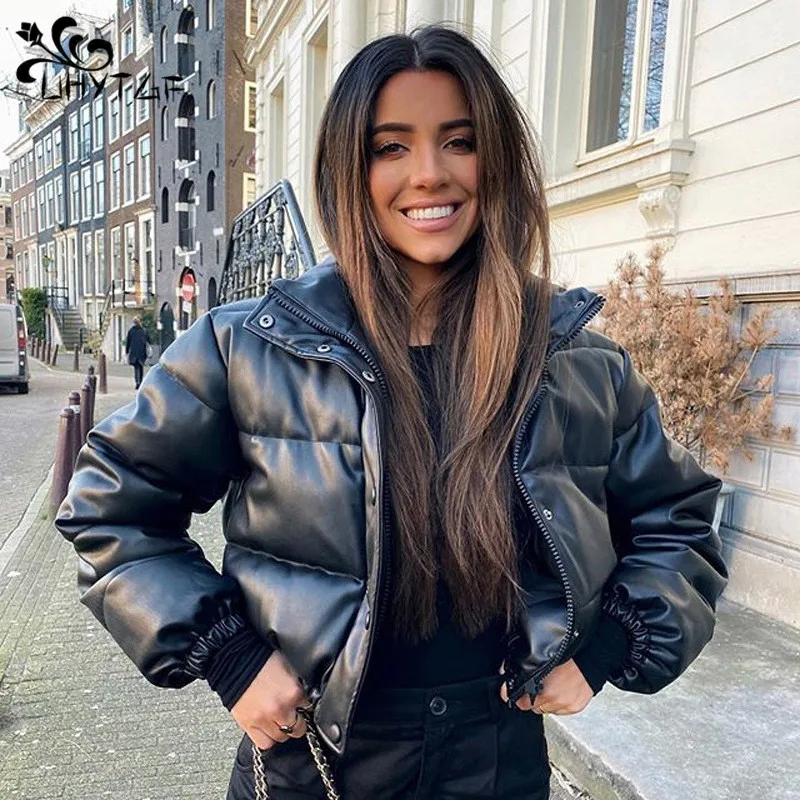 UHYTGF Winter Thick Women Short Parkas Warm Fashion PU Leather Coats Black Cotton Padded Female Down Jacket Zipper Clothes 49
UHYTGF Winter Thick Women Short Parkas Warm Fashion PU Leather Coats Black Cotton Padded Female Down Jacket Zipper Clothes 49