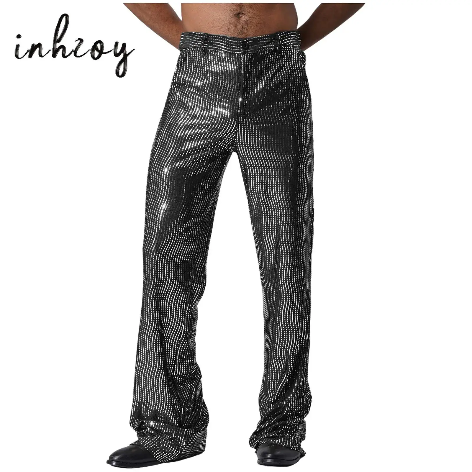 Mens Shiny Sequin Flared Long Pants Allover Glittery Pockets Trousers Retro 70 80 Disco Dance Music Stage Performance Costume
Mens Shiny Sequin Flared Long Pants Allover Glittery Pockets Trousers Retro 70 80 Disco Dance Music Stage Performance Costume