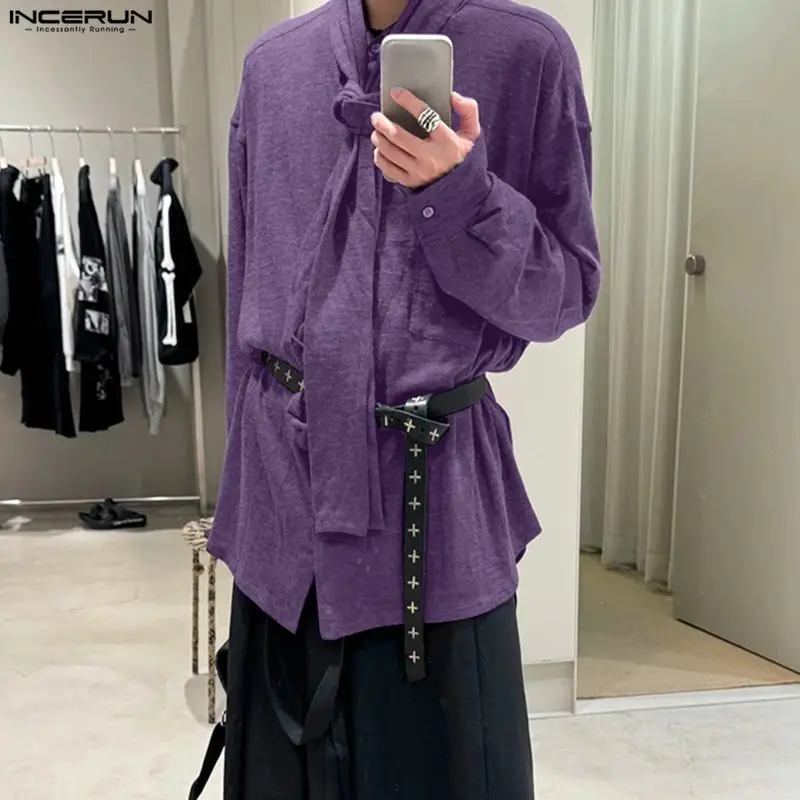 INCERUN Men Shirt Solid Lapel Long Sleeve Knitted Male Tops Streetwear Lace Up Fashion Casual Men Clothing Korean Style Shirts
INCERUN Men Shirt Solid Lapel Long Sleeve Knitted Male Tops Streetwear Lace Up Fashion Casual Men Clothing Korean Style Shirts