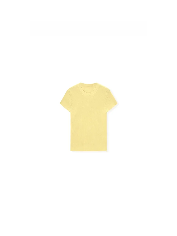 Classic Yellow Knitted Short Sleeve round Neck Zhou Top Women's Commute Style Slim Fit Fashion Summer T-Shirt
Classic Yellow Knitted Short Sleeve round Neck Zhou Top Women's Commute Style Slim Fit Fashion Summer T-Shirt