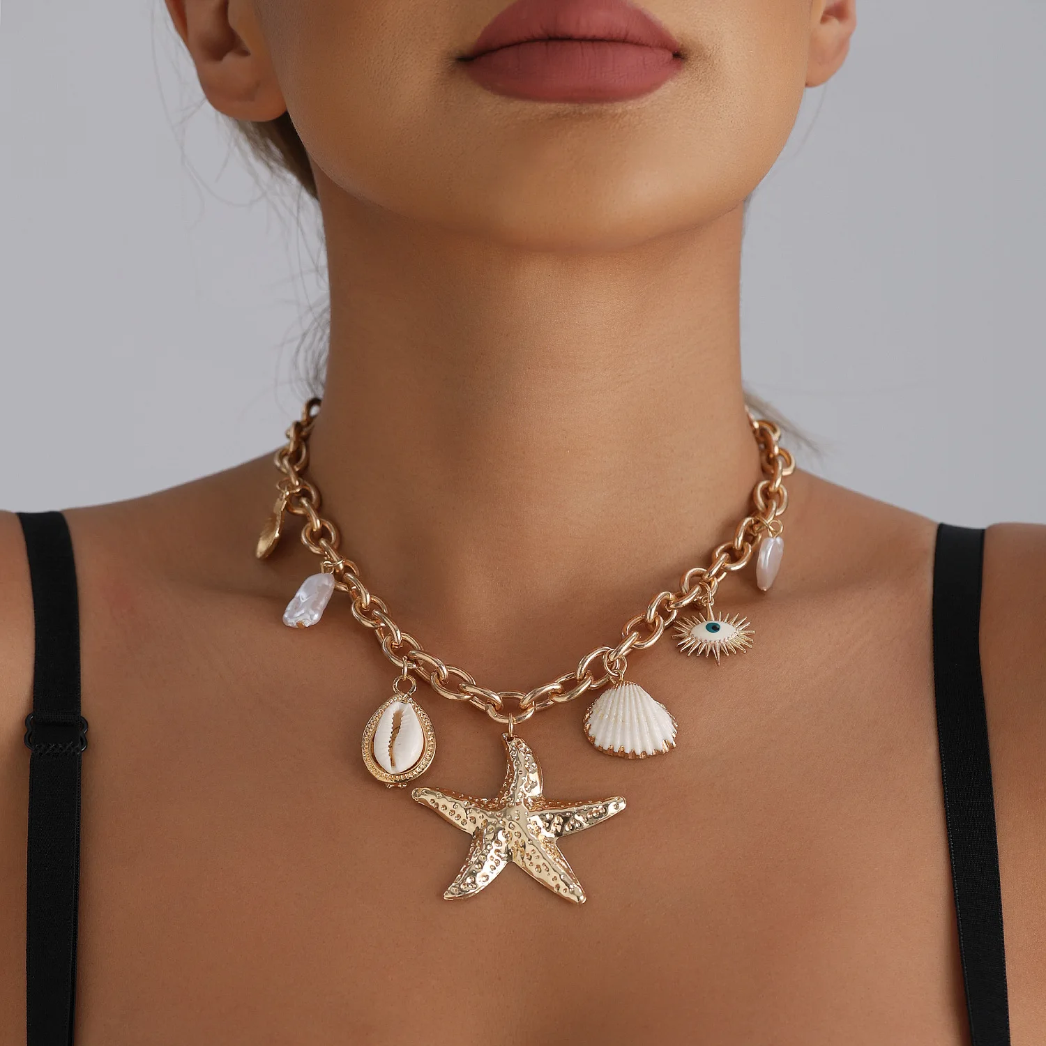 Gold Colored Metal Starfish Shell Scallop Heart Pearl Pendant Necklace 2025 Simple Fashion Vacation Beach Girl Jewelry
Gold Colored Metal Starfish Shell Scallop Heart Pearl Pendant Necklace 2025 Simple Fashion Vacation Beach Girl Jewelry