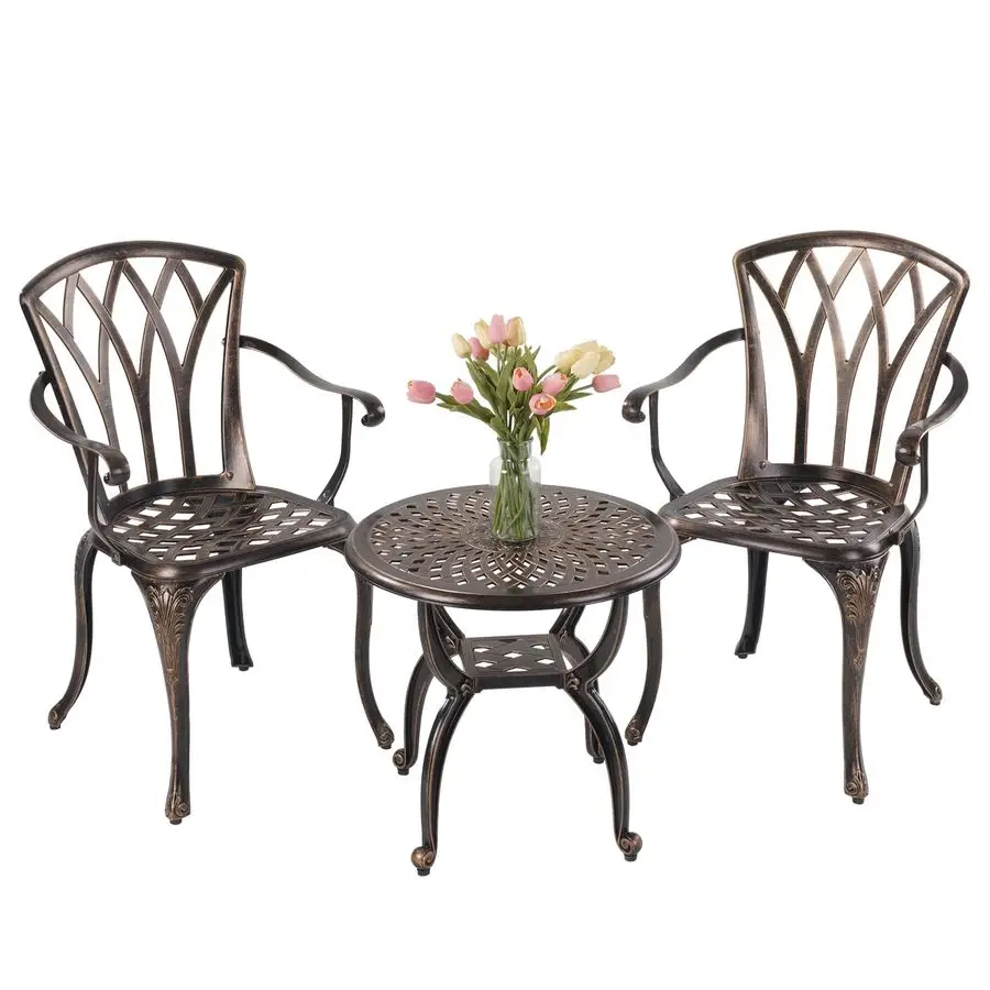 DE CENTENNAIL 3Piece Outdoor Bistro Set Cast Aluminum RustResistant Patio Furniture Armchairs Design Copper
DE CENTENNAIL 3Piece Outdoor Bistro Set Cast Aluminum RustResistant Patio Furniture Armchairs Design Copper