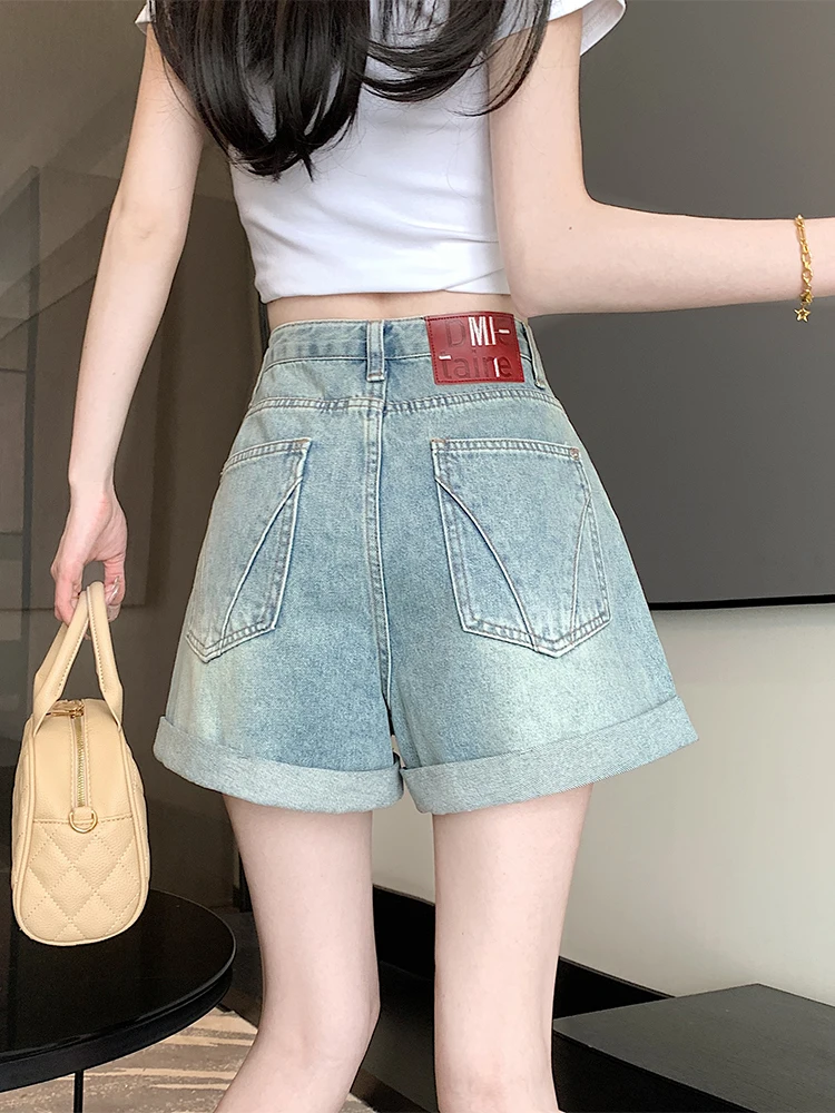 Retro Cuffed High Waist Wide Leg Denim Shorts Women's Summer Thin Large Size Slimming Loose A-Line Hot Pants
Retro Cuffed High Waist Wide Leg Denim Shorts Women's Summer Thin Large Size Slimming Loose A-Line Hot Pants