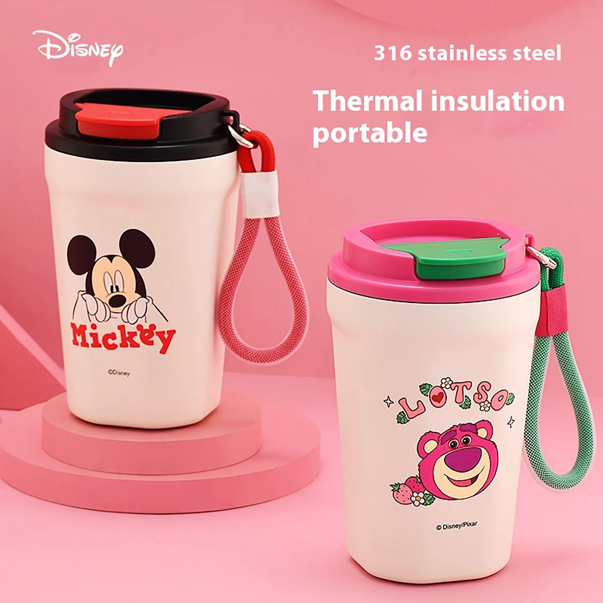 1pc 380ml Disney Mickey Mouse Lotso Cute Coffee Cup Girls Portable Leakproof Seal Water Cup Vacuum Cup Stainless Steel Water Bot
1pc 380ml Disney Mickey Mouse Lotso Cute Coffee Cup Girls Portable Leakproof Seal Water Cup Vacuum Cup Stainless Steel Water Bot