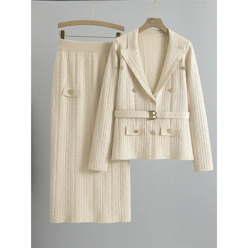 Chic Design Knitted 2 Piece Sets Women Single Breasted Knit Sweater Cardigan Tops With Belt Conjuntos High Waist Skirts Outfit
Chic Design Knitted 2 Piece Sets Women Single Breasted Knit Sweater Cardigan Tops With Belt Conjuntos High Waist Skirts Outfit