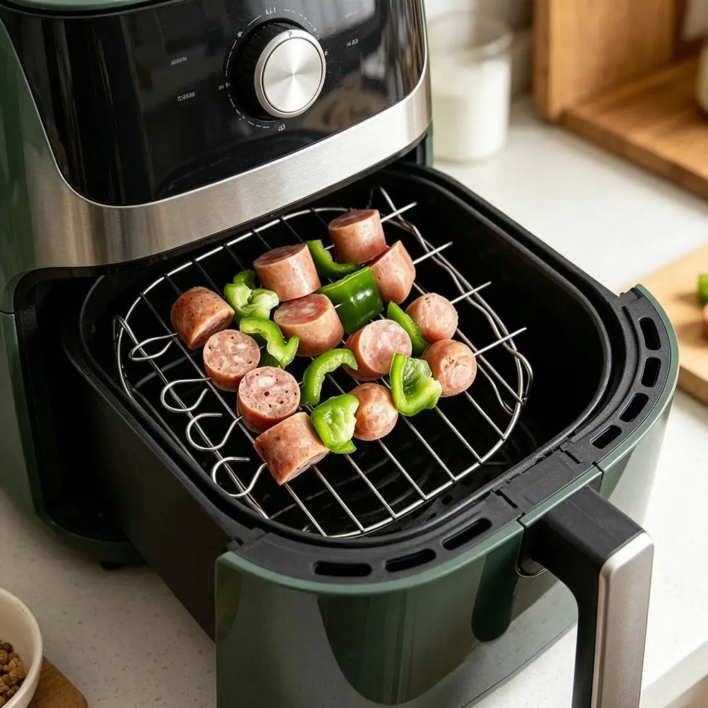 Air Fryer Square Grill Stainless Steel, with 4 Barbecue Skewers Grill, Air Fryer Accessories, Cooking Rack, Kitchen
Air Fryer Square Grill Stainless Steel, with 4 Barbecue Skewers Grill, Air Fryer Accessories, Cooking Rack, Kitchen