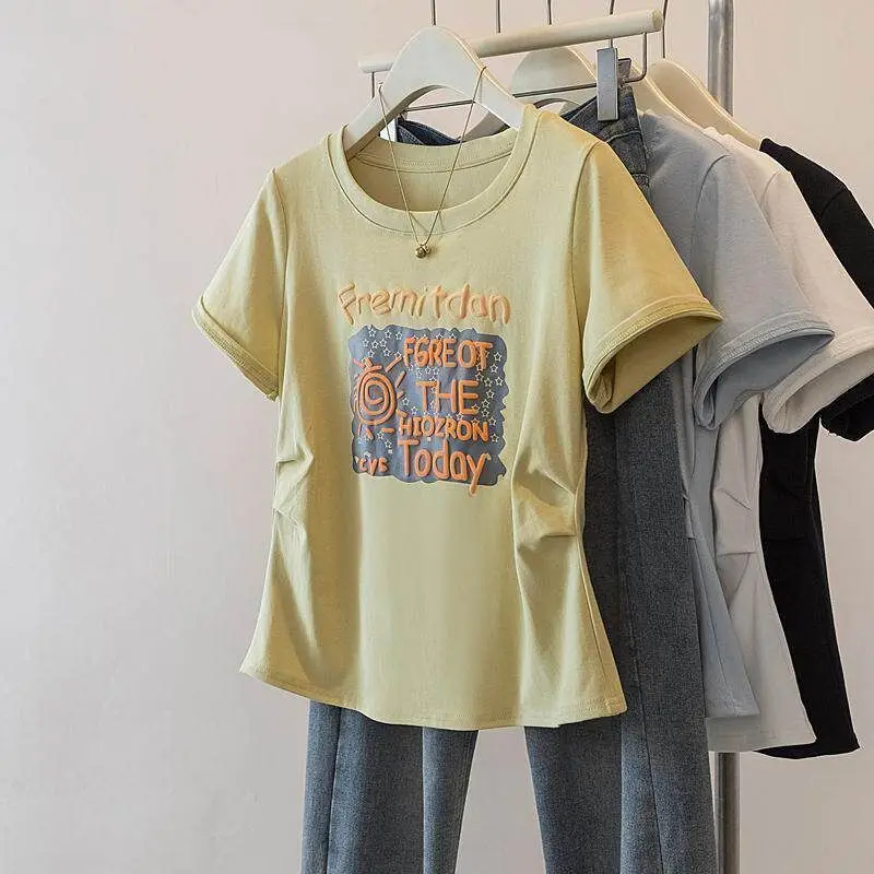 plus Size Women's T-Shirt Summer Style Short Sleeve Letter Print Loose Fit Slimming Small Size Elastic Half Sleeve Top
plus Size Women's T-Shirt Summer Style Short Sleeve Letter Print Loose Fit Slimming Small Size Elastic Half Sleeve Top