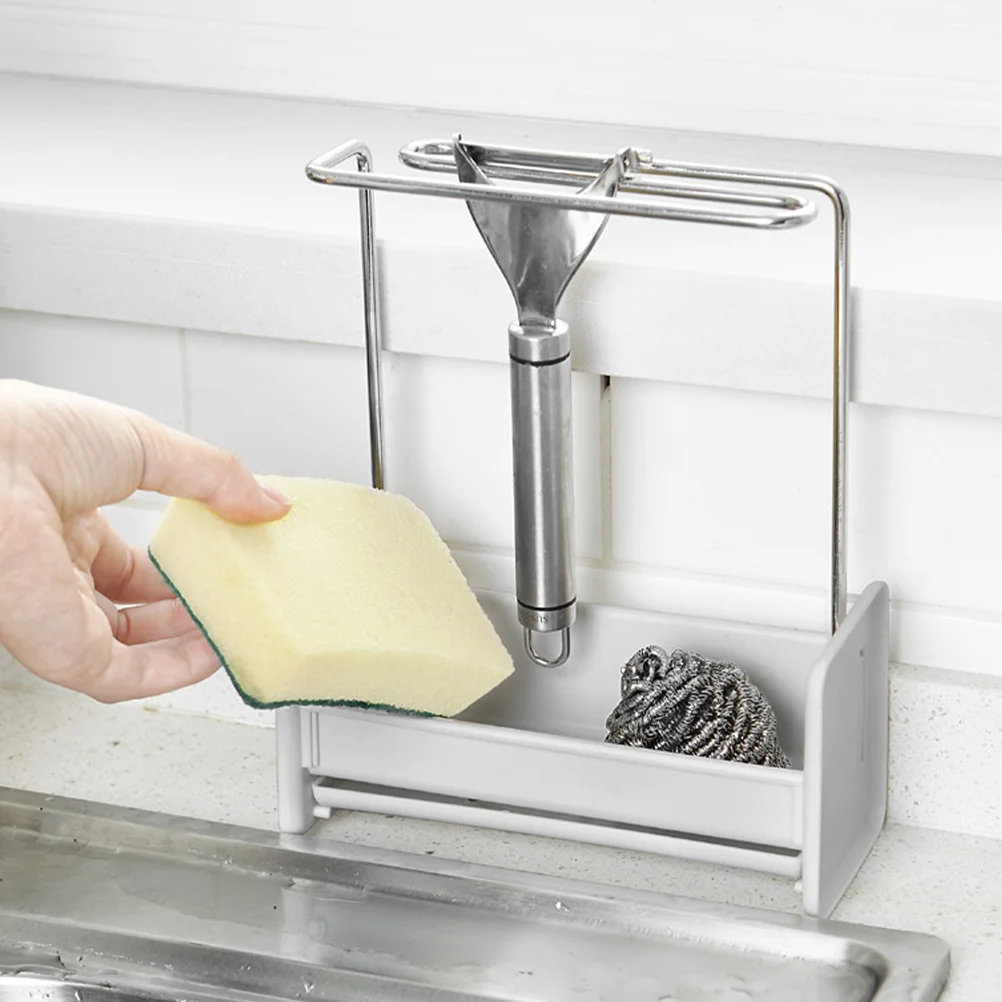 Sink Side Drying Rack Kitchen Sponge Soap Holder Multi-Use Dish Cloth Hanging Organizer Rag Storage Sponge Drain Rack