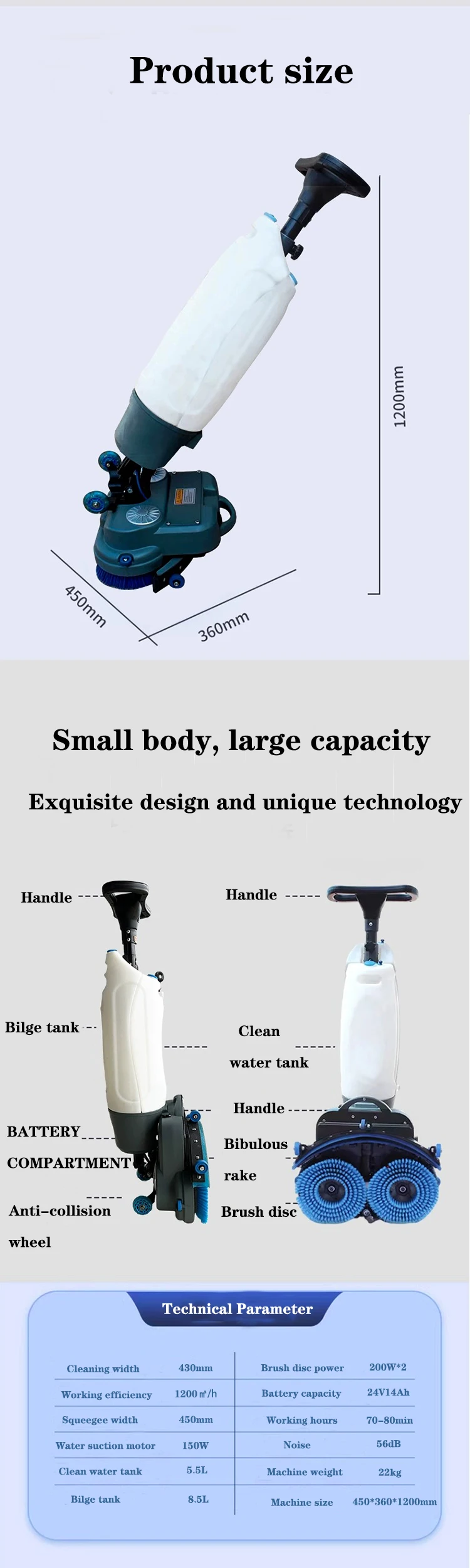 K6 Mini Handheld Lithium Battery Powered Floor Scrubber
K6 Mini Handheld Lithium Battery Powered Floor Scrubber