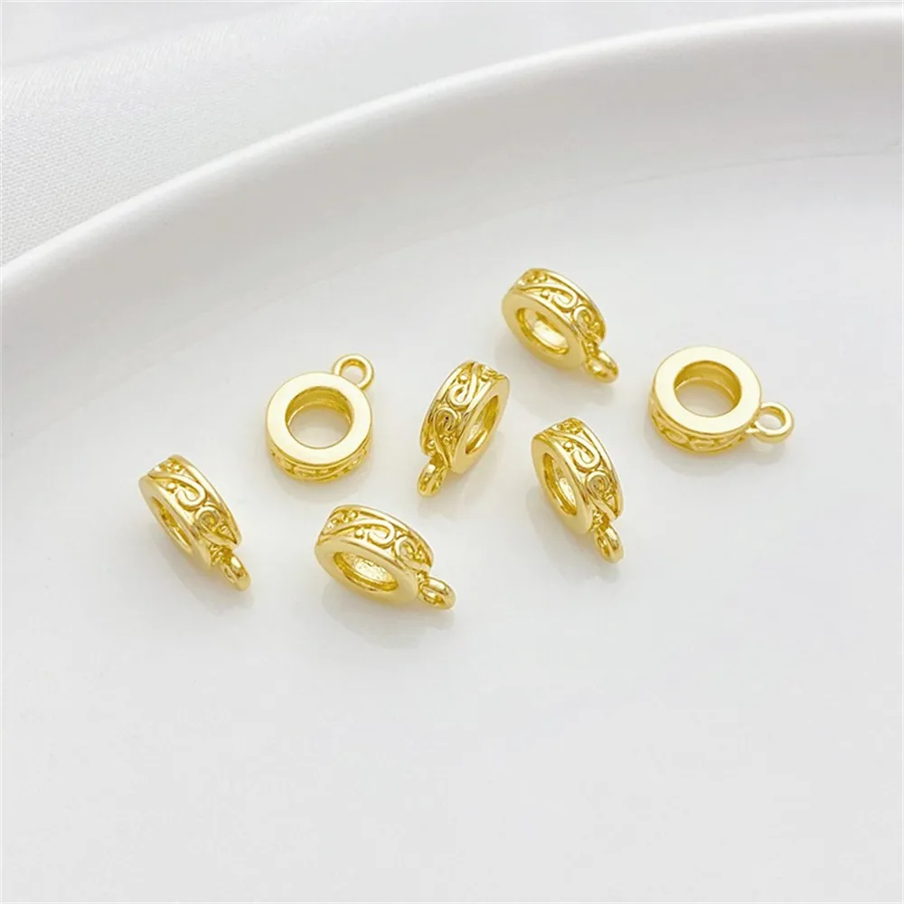 14K Gold Retro Dragon Pattern Spacer Hollow Back Pattern Spacer Bead Handmade DIY String Bracelet Jewelry Material Accessories 
14K Gold Retro Dragon Pattern Spacer Hollow Back Pattern Spacer Bead Handmade DIY String Bracelet Jewelry Material Accessories
