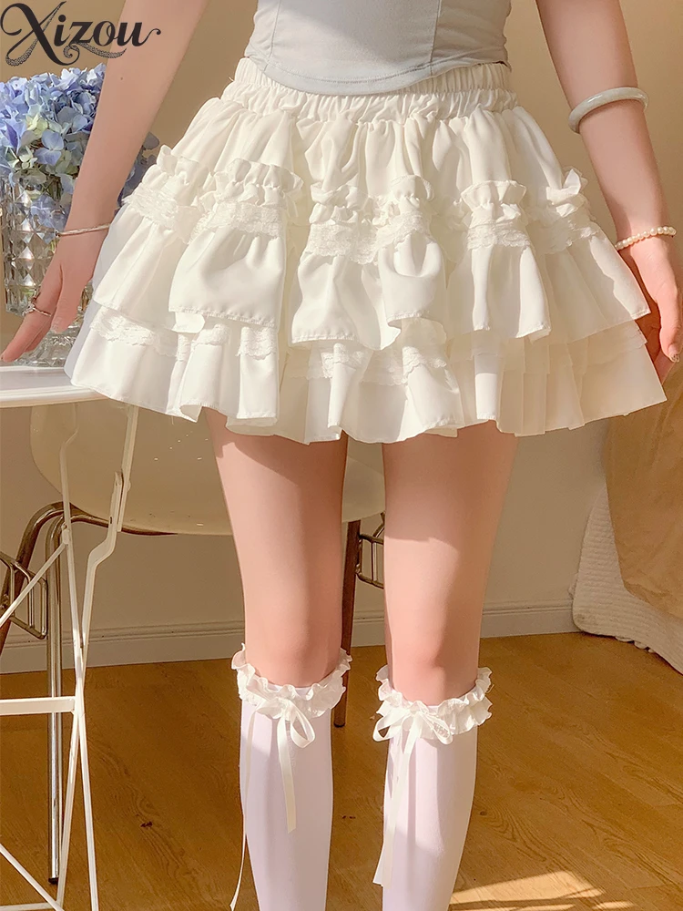2025 Summer White Lace Cake Skirt Ballet Multi-Layer Puffy A-Line High Waist Anti-Light Mini Half-Skirt Sweet Korean Kawaii
2025 Summer White Lace Cake Skirt Ballet Multi-Layer Puffy A-Line High Waist Anti-Light Mini Half-Skirt Sweet Korean Kawaii