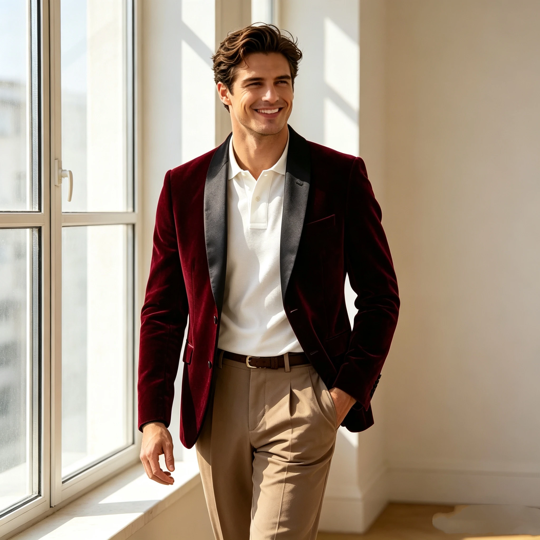 Casual Men's Burgundy Velvet Suit Blazer Shawl Lapel Two Buttons Jacket gor Prom Party Dinner Tuxedo Business Wedding One Coat
Casual Men's Burgundy Velvet Suit Blazer Shawl Lapel Two Buttons Jacket gor Prom Party Dinner Tuxedo Business Wedding One Coat