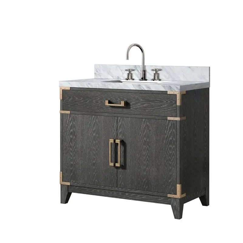 36" Black Oak Single Vanity with Carrara Marble Top and Faucet Set
36" Black Oak Single Vanity with Carrara Marble Top and Faucet Set