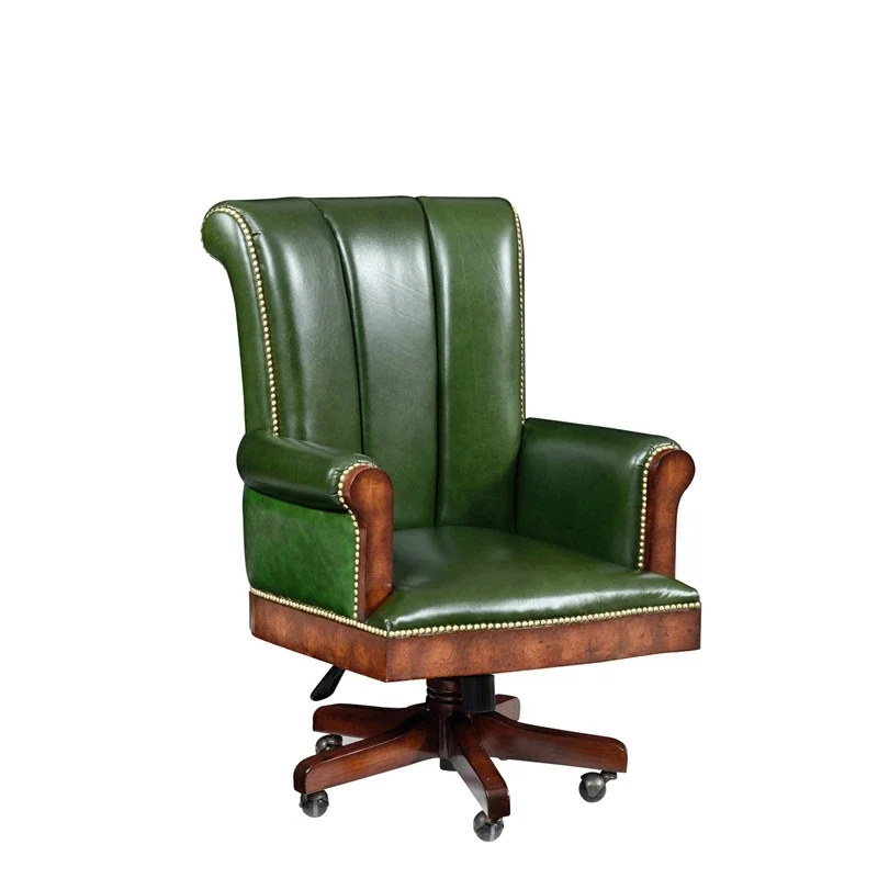 English mahogany solid wood book chair American villa study chair rotating and lifting classical cowhide boss chair
English mahogany solid wood book chair American villa study chair rotating and lifting classical cowhide boss chair