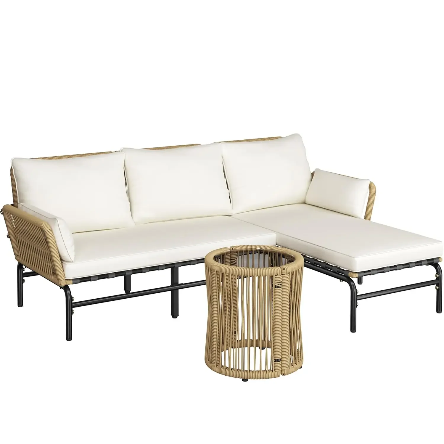 3pc L-Shaped Outdoor Conversation Sofa Set Detachable Lounger Thick Cushions Glass Side Table Patio Garden, Custom
3pc L-Shaped Outdoor Conversation Sofa Set Detachable Lounger Thick Cushions Glass Side Table Patio Garden, Custom