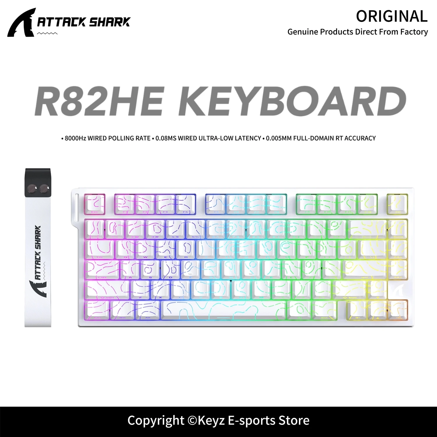 ATTACK SHARK R82HE Magnetic Axis Gaming Keyboard-8000Hz Polling Rate 0.005mm RT Accuracy 0.08ms Low Latency 75% RGB for E-Sports
ATTACK SHARK R82HE Magnetic Axis Gaming Keyboard-8000Hz Polling Rate 0.005mm RT Accuracy 0.08ms Low Latency 75% RGB for E-Sports