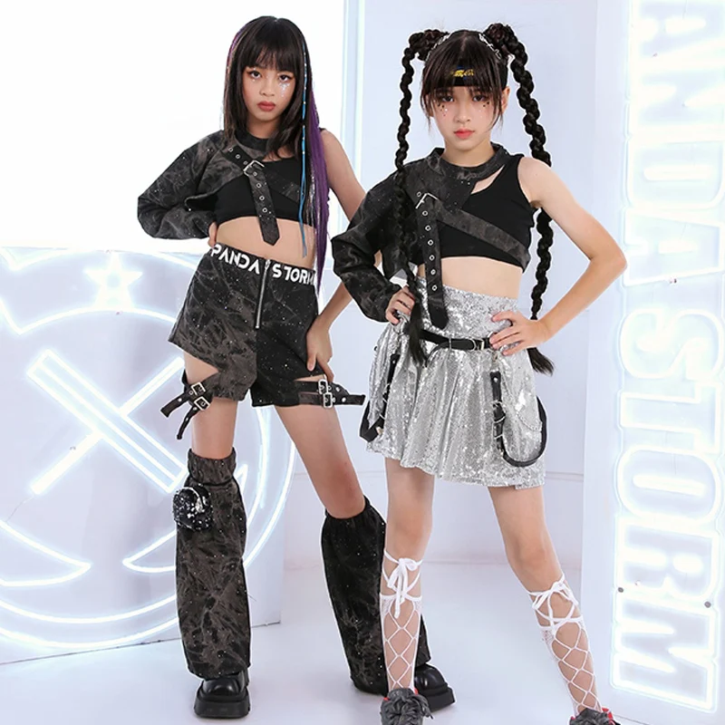 New Kids Jazz Costume Girls Fashion Clothes One-Sleeved Tops Sequin Skirt Cheerlead Dance Performance Costume Stage Wear BL13189
New Kids Jazz Costume Girls Fashion Clothes One-Sleeved Tops Sequin Skirt Cheerlead Dance Performance Costume Stage Wear BL13189