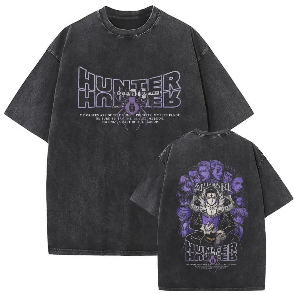 Anime Hunter X Hunter Vintage Washed T-shirt Phantom Troupe Spider Chrollo Lucilfer Merch T Shirt Men Women Manga Retro T-shirts
Anime Hunter X Hunter Vintage Washed T-shirt Phantom Troupe Spider Chrollo Lucilfer Merch T Shirt Men Women Manga Retro T-shirts