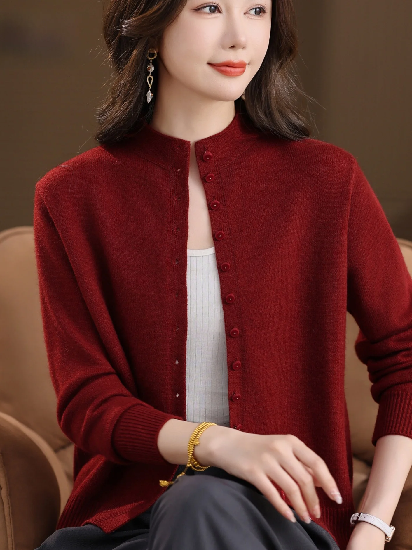 Warm Knitted f-High Collar Open Cardigan for Middle-Aged And ly Women Button-Up Sweater Outerwear Ele Autumn-Wint...
Warm Knitted f-High Collar Open Cardigan for Middle-Aged And ly Women Button-Up Sweater Outerwear Ele Autumn-Wint...