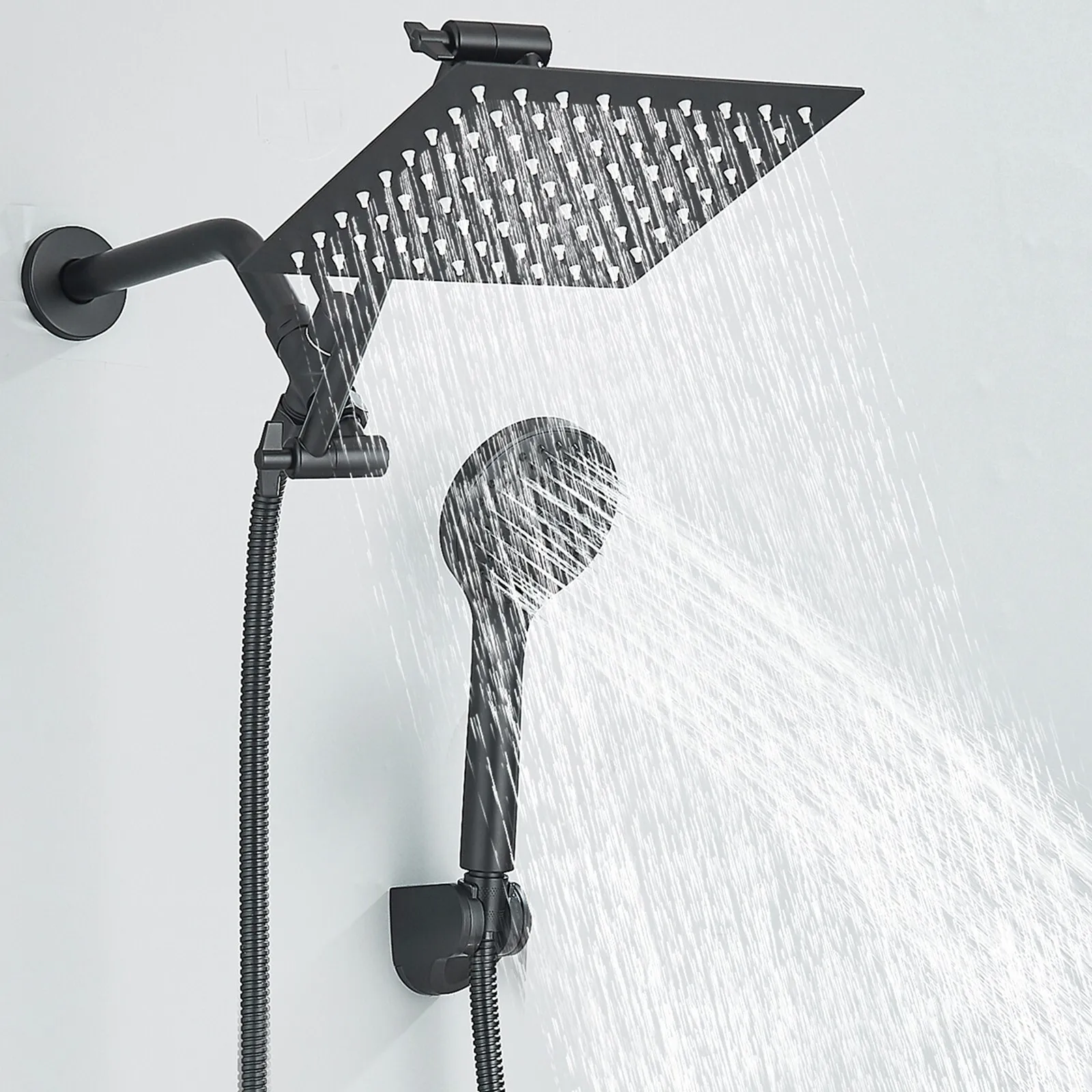 Black 8" Rain Shower Head with Handheld Spray Combo High Pressure Adjustable Arm
Black 8" Rain Shower Head with Handheld Spray Combo High Pressure Adjustable Arm