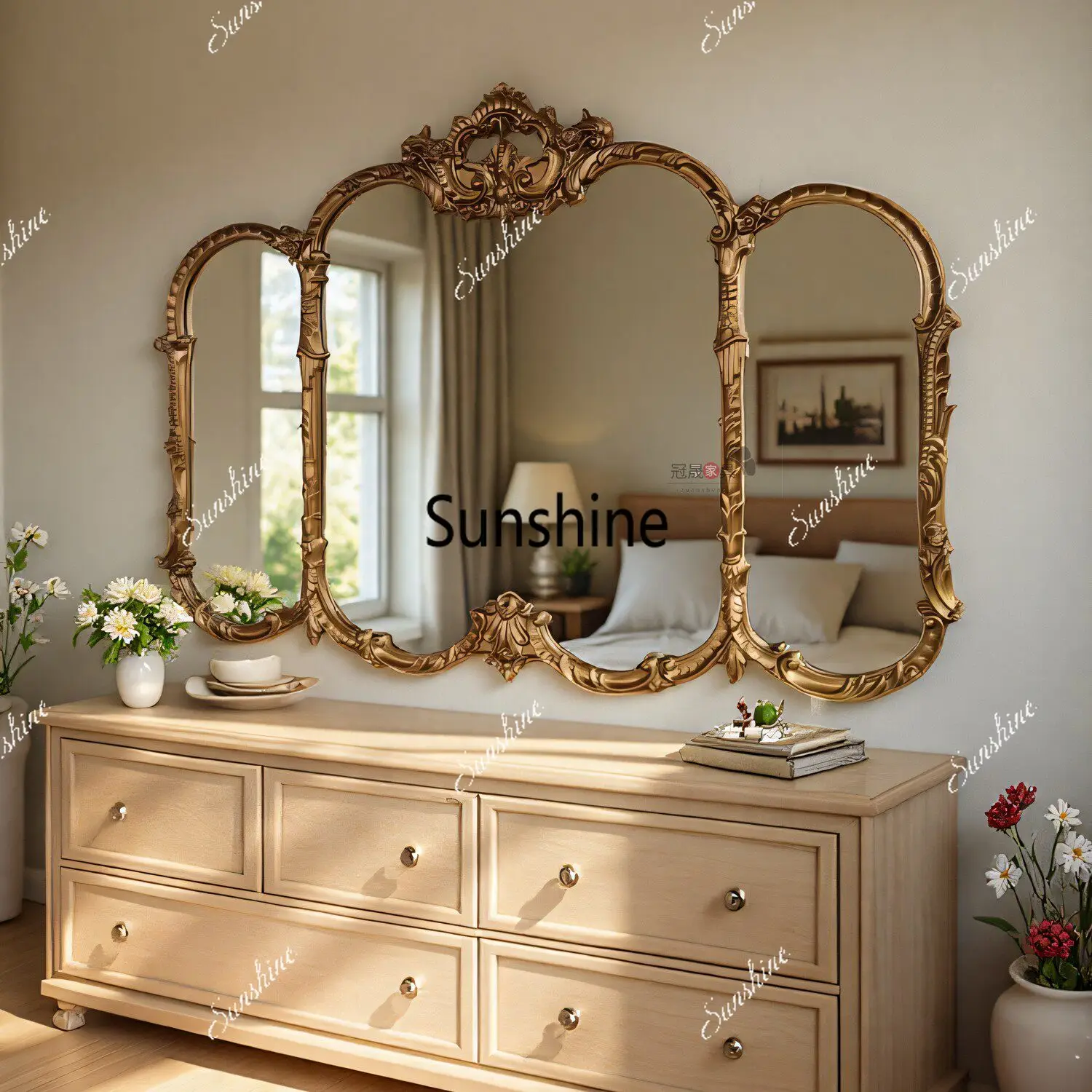 French retro bathroom makeup mirror toilet washstand wall mirror
French retro bathroom makeup mirror toilet washstand wall mirror