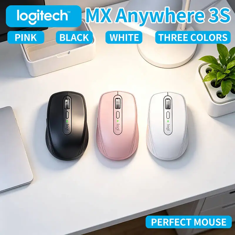 Logitech MX Anywhere 3S Wireless Mouse - 8K DPI, MagSpeed Scroll, Silent Click, Compact Durable Build, Study Room & Office Use