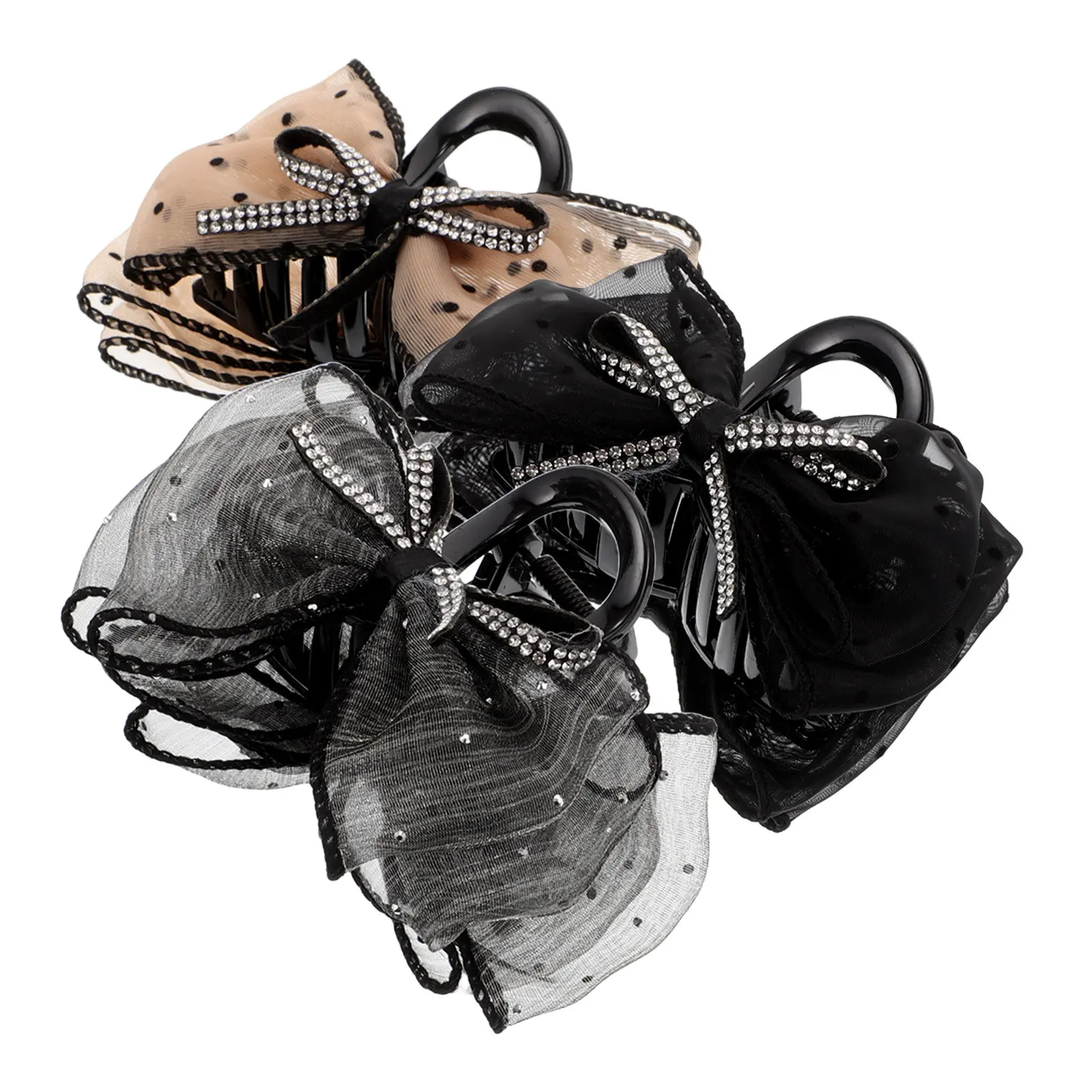 3Pcs Bowknot Hair Clips Rhinestone Sparkly Bow Claw Clip Elegant Mesh Design Non-Slip Jaw Clip for Women Assorted Black Gray
3Pcs Bowknot Hair Clips Rhinestone Sparkly Bow Claw Clip Elegant Mesh Design Non-Slip Jaw Clip for Women Assorted Black Gray