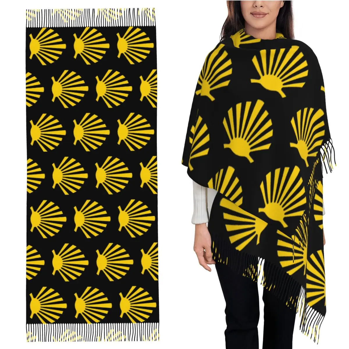 Camino De Santiago Symbol Large Yellow Scallop Shell Scarf Tassel Scarves Women Shawls and Wraps Large Fall Winter Shawl Wrap
Camino De Santiago Symbol Large Yellow Scallop Shell Scarf Tassel Scarves Women Shawls and Wraps Large Fall Winter Shawl Wrap