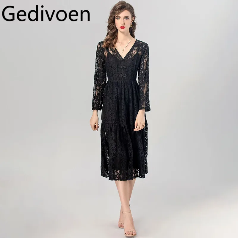 Модельное дизайнерское платье Gedivoen для женщин, винтажные однотонные Ажурные кружевные платья с вышивкой и дисковой пряжкой, лето
Модельное дизайнерское платье Gedivoen для женщин, винтажные однотонные Ажурные кружевные платья с вышивкой и дисковой пряжкой, лето
