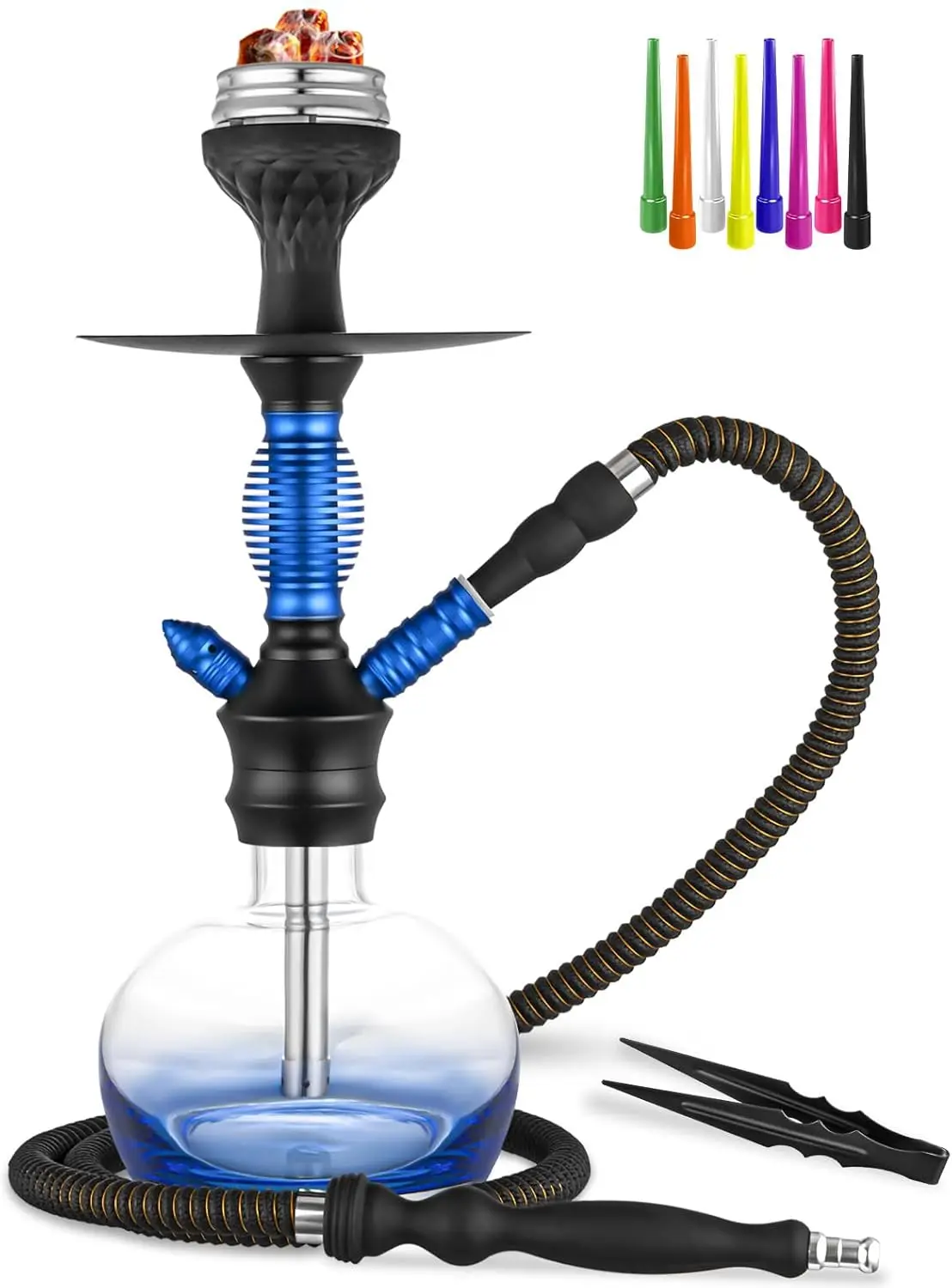 Hookah 18'' Hookah Set With Everything - Colored Glass Vase, Hookah Charcoal Holder, Tips, Hookah Bowl, Tong, Hose(Blue)
Hookah 18'' Hookah Set With Everything - Colored Glass Vase, Hookah Charcoal Holder, Tips, Hookah Bowl, Tong, Hose(Blue)
