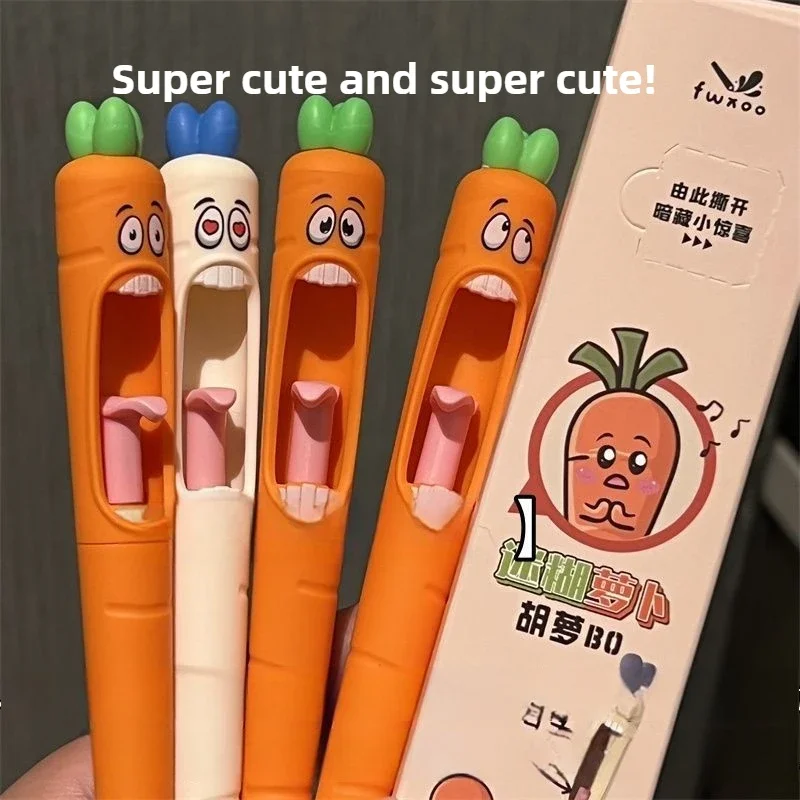 4pcs Funny Carrot Press Type Black Quick Dry Gel Pen High Value Creative Stress Relief Writing Tool for Study Office School
4pcs Funny Carrot Press Type Black Quick Dry Gel Pen High Value Creative Stress Relief Writing Tool for Study Office School