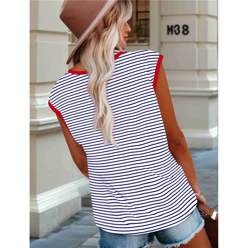 Womens Tops Dressy Casual Summer Striped Shirts Cap Sleeve Tops Color Block Loose Fit
Womens Tops Dressy Casual Summer Striped Shirts Cap Sleeve Tops Color Block Loose Fit