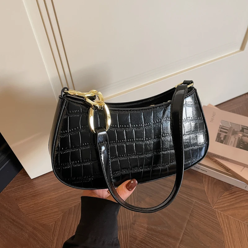 French Style Trendy Shoulder Purse Women's Fashion Underarm Bag Black Alligator Handbag Ladies Single Armpit Bag Chain Clutches
French Style Trendy Shoulder Purse Women's Fashion Underarm Bag Black Alligator Handbag Ladies Single Armpit Bag Chain Clutches