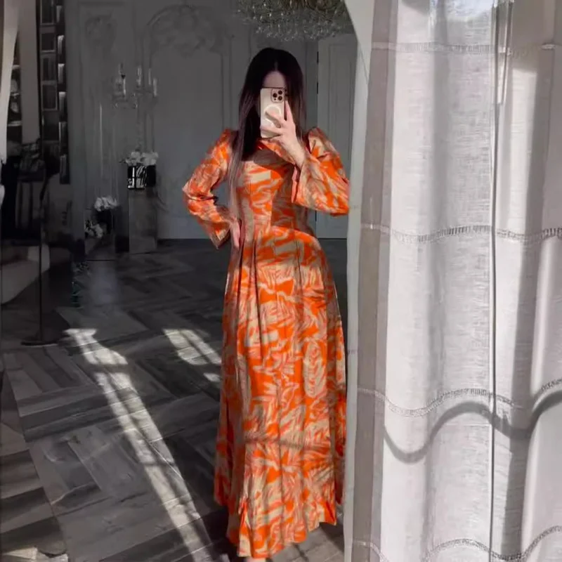 Spring New Printed Waist Slimming Exotic Style Long Sleeve Mid-Length Dress for Women
Spring New Printed Waist Slimming Exotic Style Long Sleeve Mid-Length Dress for Women