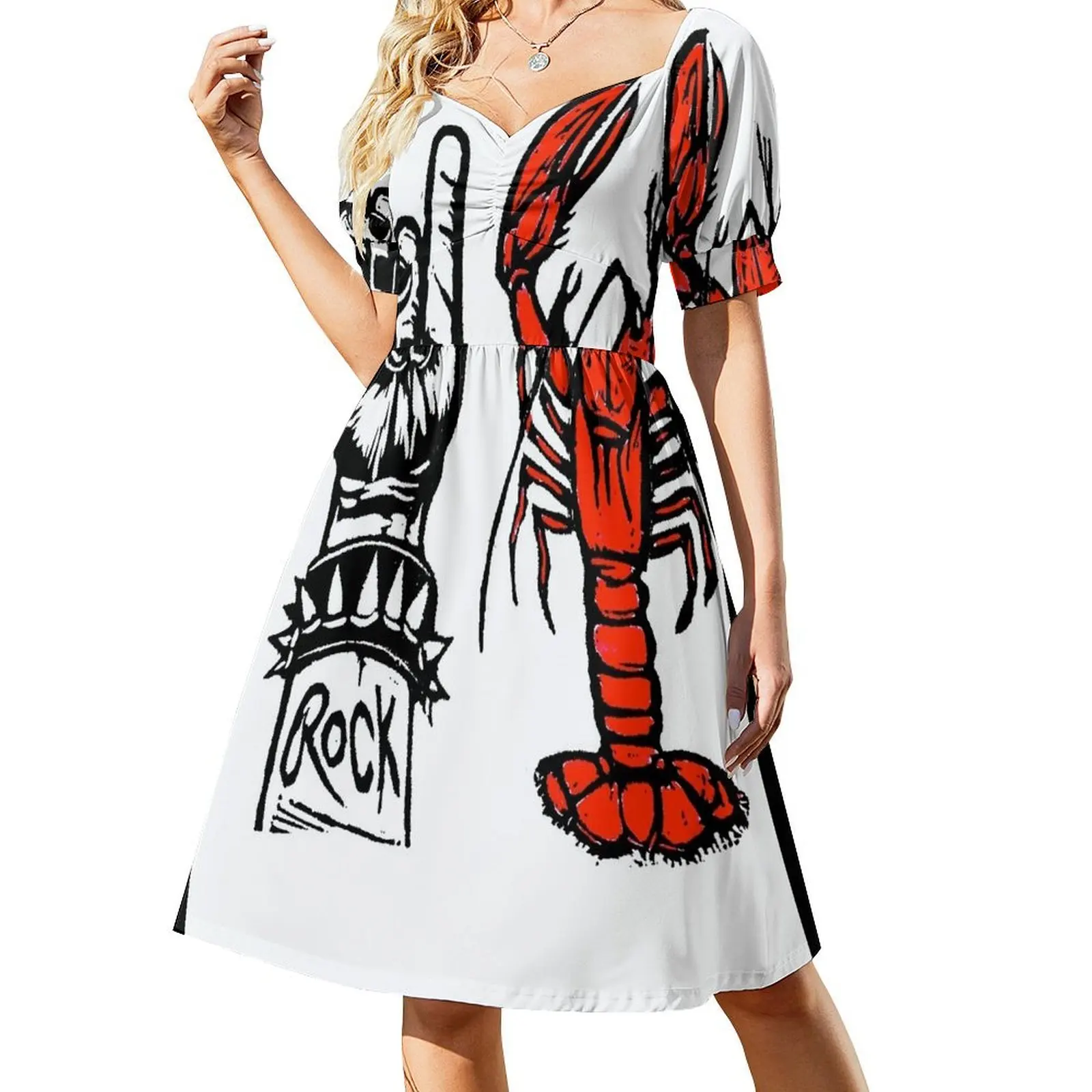 ROCK LOBSTER - B-52s - original linocut print with colored pencil Short-Sleeved Dress long dresses for women
ROCK LOBSTER - B-52s - original linocut print with colored pencil Short-Sleeved Dress long dresses for women