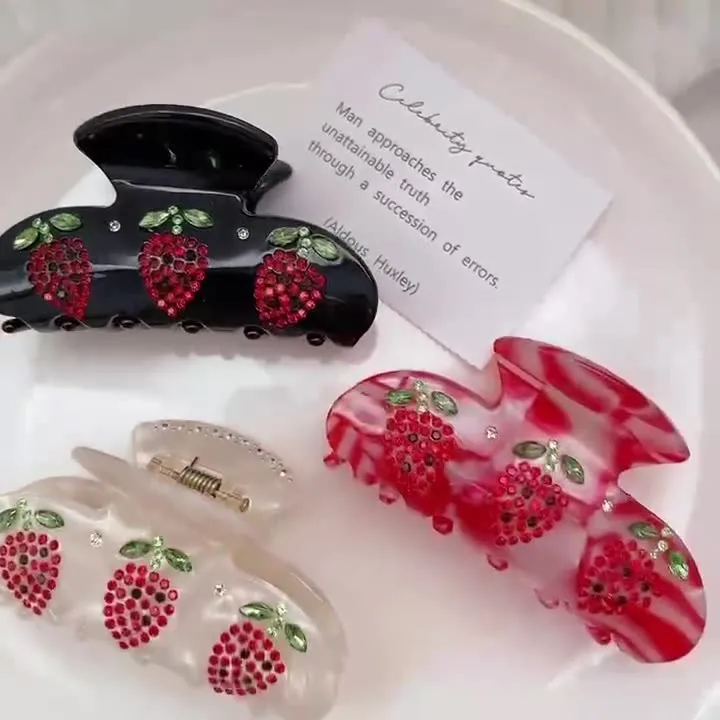 YHJ Cute Strawberry Hair Claw Diamond Design Acetate Hair Claw Clip Catch Hair Accessories for Women Girls
YHJ Cute Strawberry Hair Claw Diamond Design Acetate Hair Claw Clip Catch Hair Accessories for Women Girls