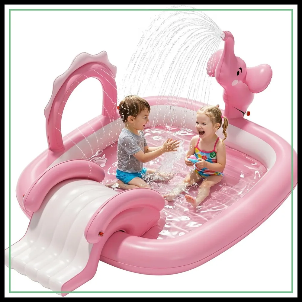 Inflatable Pool with Slide and Sprinkler, 72x64x37in, Fast Inflation Play Center for Garden & Backyard, Birthday Gift for Ages 1+ (Pink)
Inflatable Pool with Slide and Sprinkler, 72x64x37in, Fast Inflation Play Center for Garden & Backyard, Birthday Gift for Ages 1+ (Pink)