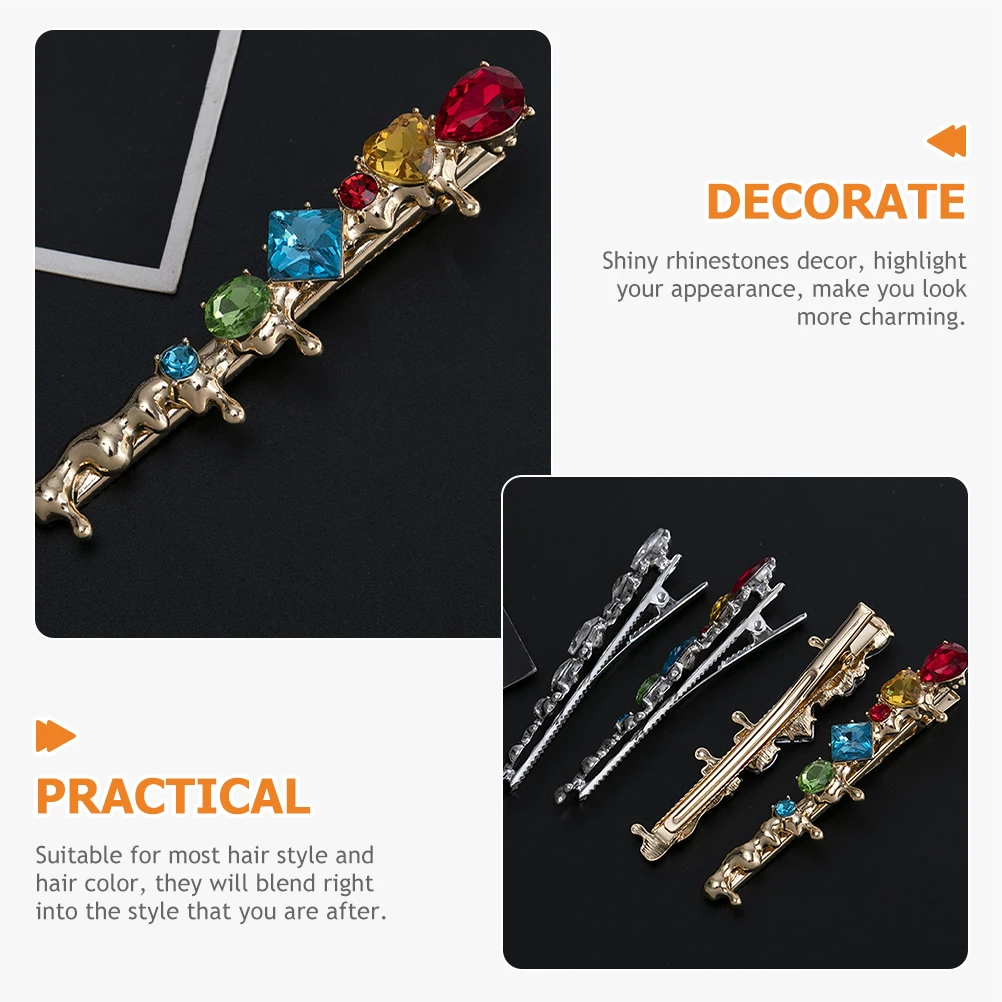 4 Pcs Colored Clip Clips Rhinestones Bobby Hairpins Headgear Metal Alloy for Women Miss Buckle
4 Pcs Colored Clip Clips Rhinestones Bobby Hairpins Headgear Metal Alloy for Women Miss Buckle