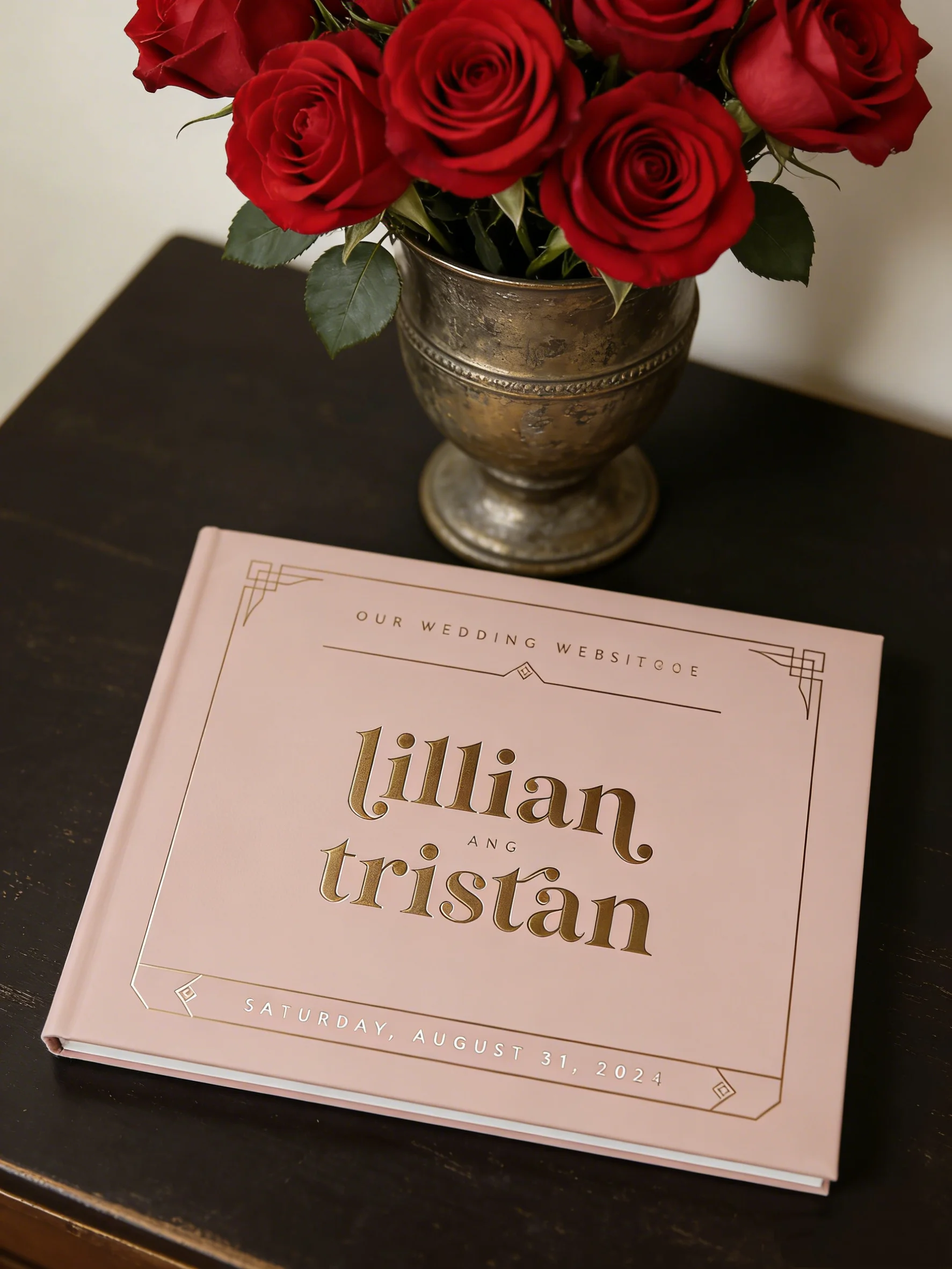 Personalized Mauve Vintage Wedding Guest Book, Silver Foil Hardcover Sign In Book, Photo Album for Wedding & Anniversary
Personalized Mauve Vintage Wedding Guest Book, Silver Foil Hardcover Sign In Book, Photo Album for Wedding & Anniversary