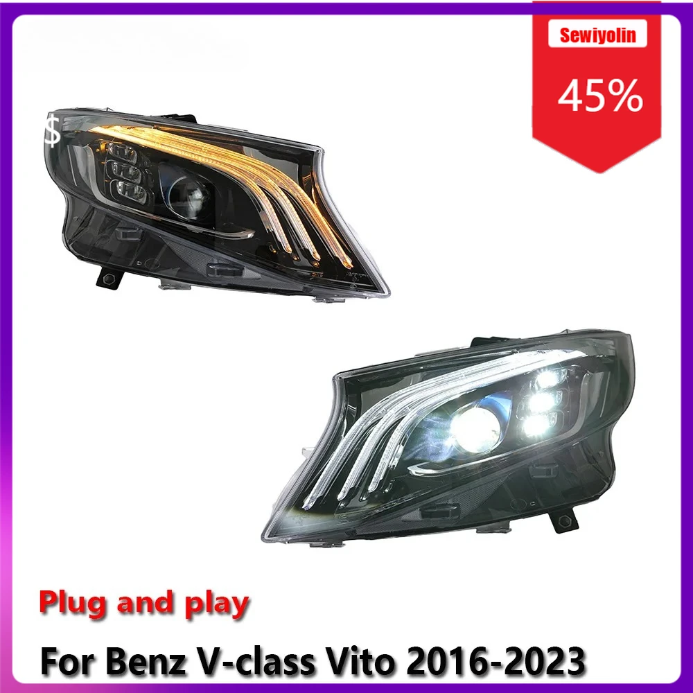 Sewiyolin Car LED Lamp Headlight Assemblies For Benz V-class Vito 2016-2023 Fog DRL Brake Turn Signal Lamp Plug and Play
Sewiyolin Car LED Lamp Headlight Assemblies For Benz V-class Vito 2016-2023 Fog DRL Brake Turn Signal Lamp Plug and Play