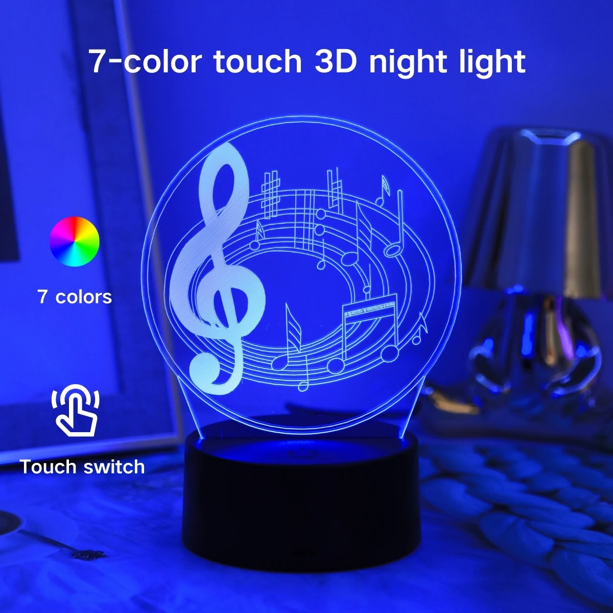Музыкальный символ, светодиодный акриловый ночник, 7 цветов, меняющий цвет, прикроватный декоративный светильник для спальни, детский праздничный подарок
Музыкальный символ, светодиодный акриловый ночник, 7 цветов, меняющий цвет, прикроватный декоративный светильник для спальни, детский праздничный подарок