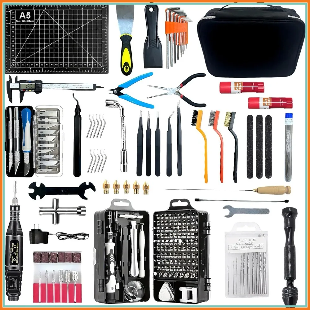 214 PCS 3D Printer Tool Kit with Lock Storage Bag, Including Removing, Cleaning, Preprocessing & Finishing Tools
214 PCS 3D Printer Tool Kit with Lock Storage Bag, Including Removing, Cleaning, Preprocessing & Finishing Tools