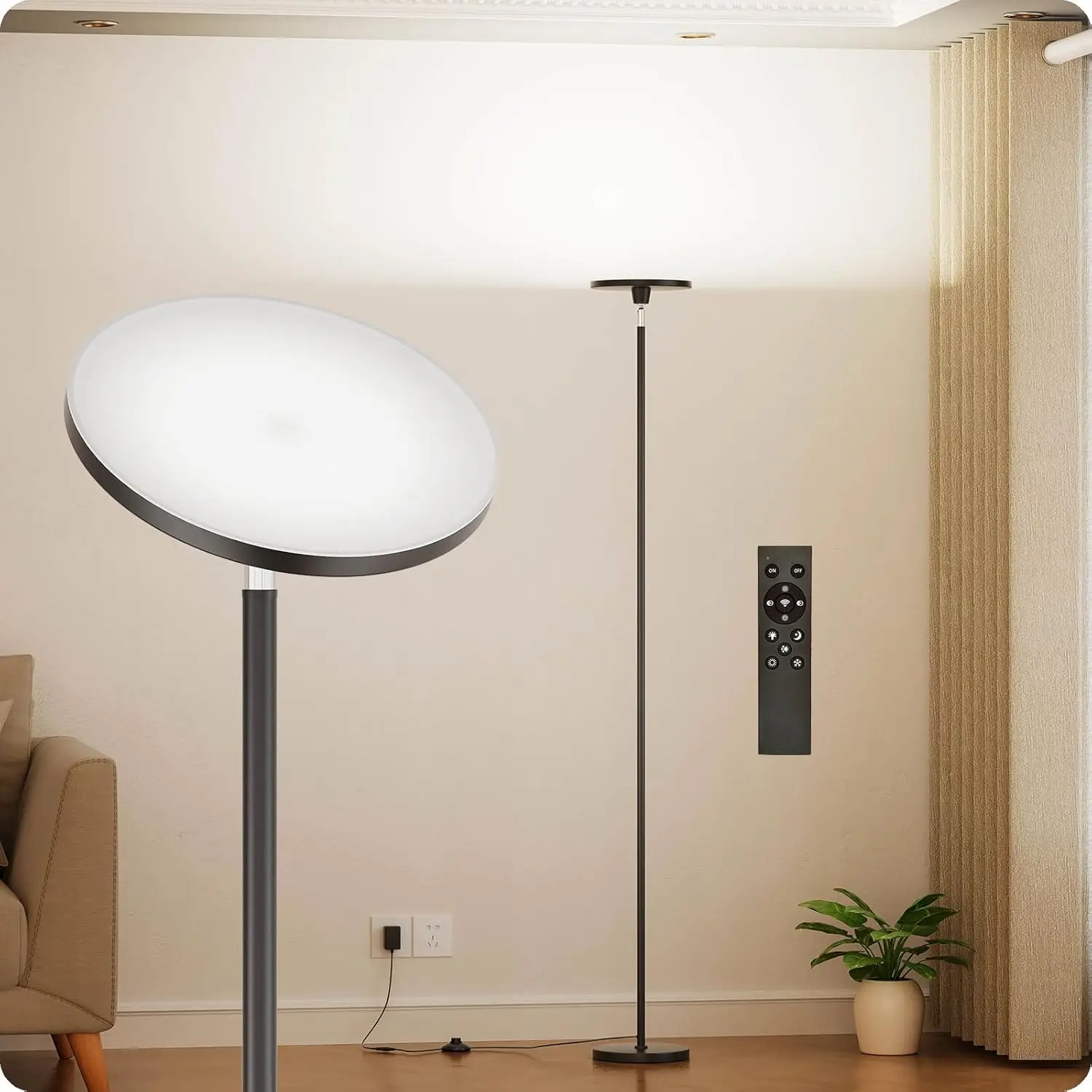 Dimmer Floor Lamp with Remote, Adjustable Brightness & Color Temp, Black Standing Lamp with Foot Switch
Dimmer Floor Lamp with Remote, Adjustable Brightness & Color Temp, Black Standing Lamp with Foot Switch