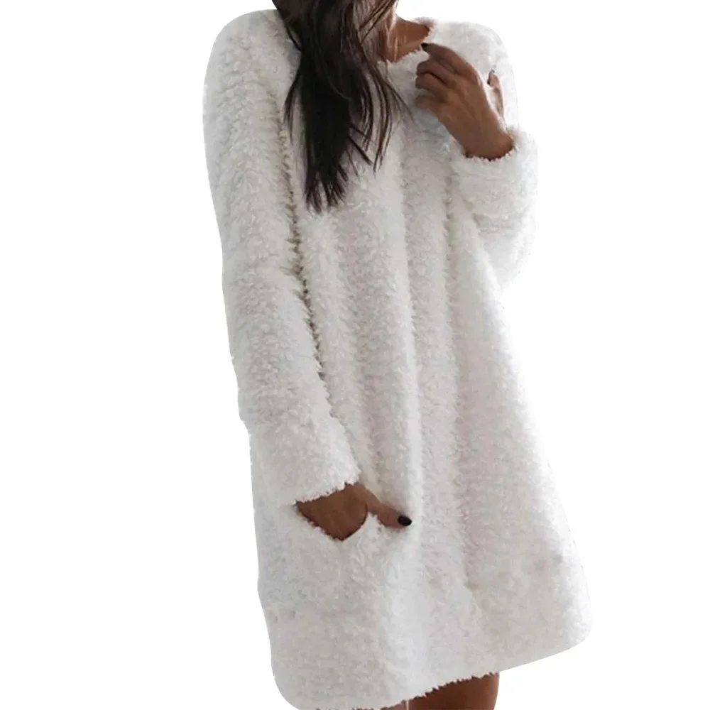 Simple Fashion Casual Fluffy Plush Women Dress 2023 Autumn Winter Comfortable Hairy Plush Warm Dresses Vestidos White Pink Black
Simple Fashion Casual Fluffy Plush Women Dress 2023 Autumn Winter Comfortable Hairy Plush Warm Dresses Vestidos White Pink Black