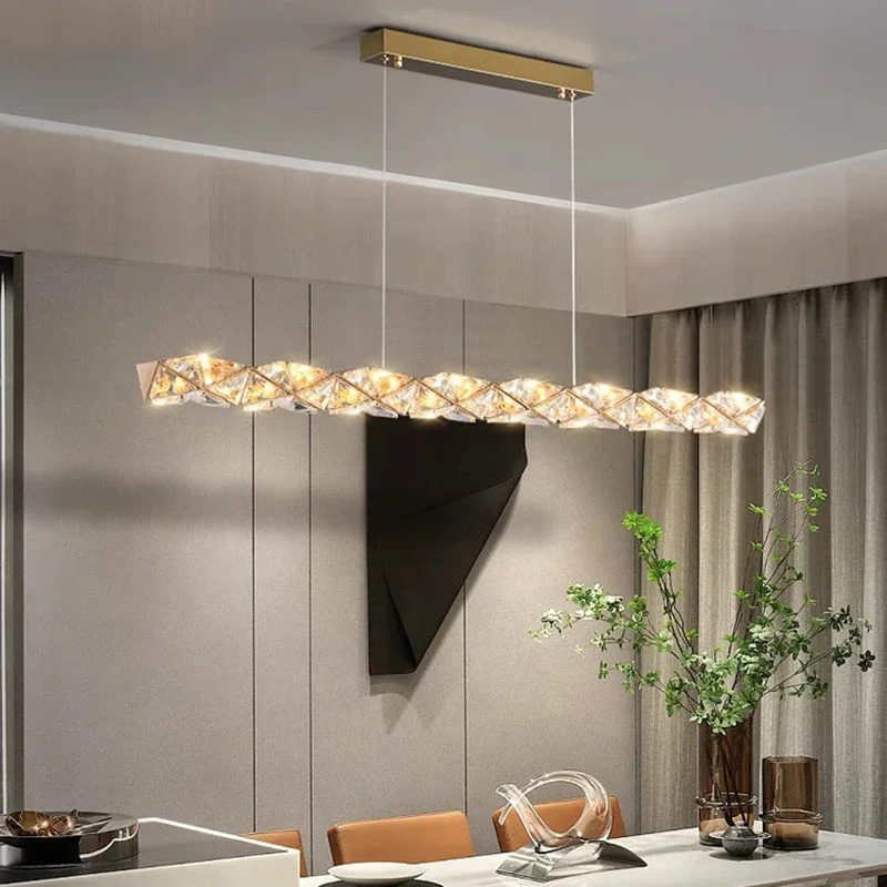 Luxury Crystal LED Pendant Lights Modern Dining Table Long Chandeliers Bar Counter Restaurant Hotel Decor Lighting Fixtures
Luxury Crystal LED Pendant Lights Modern Dining Table Long Chandeliers Bar Counter Restaurant Hotel Decor Lighting Fixtures