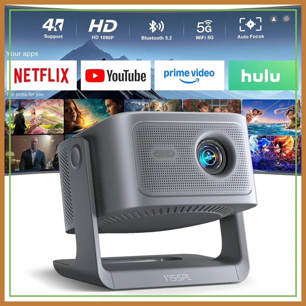 4K Projector 2200 ANSI with WiFi and Bluetooth, Auto Focus, Dolby Audio, 360° Stand for Home Theater Outdoor Movie
4K Projector 2200 ANSI with WiFi and Bluetooth, Auto Focus, Dolby Audio, 360° Stand for Home Theater Outdoor Movie