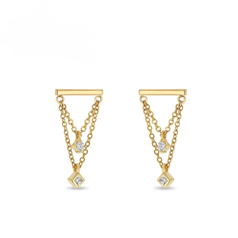 925 Sterling Silver Double Layer Tassel Chain Hanging Earring Simple Ins Style Stud Earring For Women Fashion Jewerly
925 Sterling Silver Double Layer Tassel Chain Hanging Earring Simple Ins Style Stud Earring For Women Fashion Jewerly