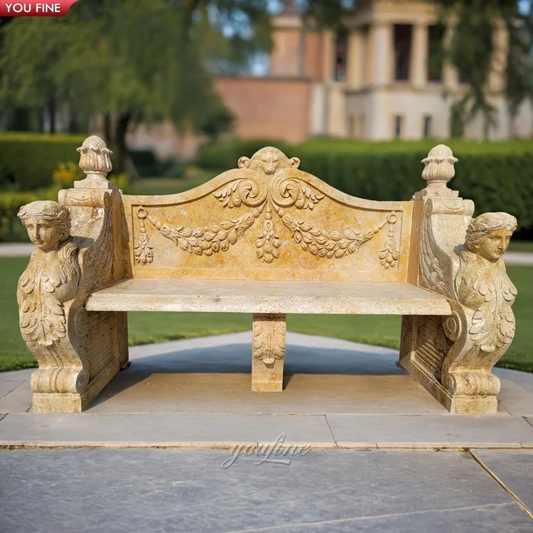 Outdoor Garden Custom Natural Stone Courtyard Beige Marble Carving Benches
Outdoor Garden Custom Natural Stone Courtyard Beige Marble Carving Benches