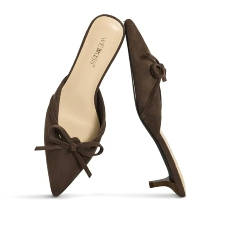 wetkiss Womens Kitten Heel Mules with Bow Slip on Vintage Pumps Low Heel Pointed Closed Toe Stiletto Heeled Sandals Dress Weddi
wetkiss Womens Kitten Heel Mules with Bow Slip on Vintage Pumps Low Heel Pointed Closed Toe Stiletto Heeled Sandals Dress Weddi